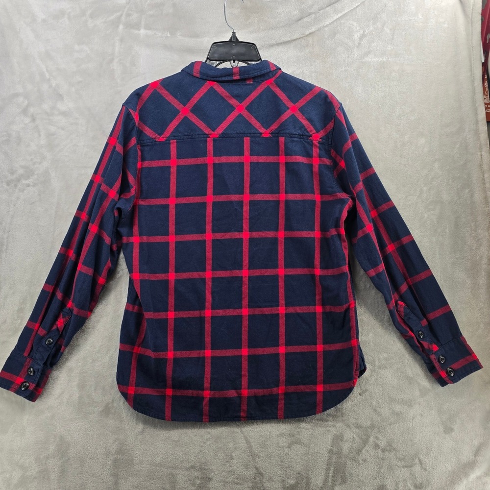 Topo‎ Designs Mens Large Flannel Shirt Navy Red Plaid Organic Cotton Long Sleeve - Picture 8 of 9